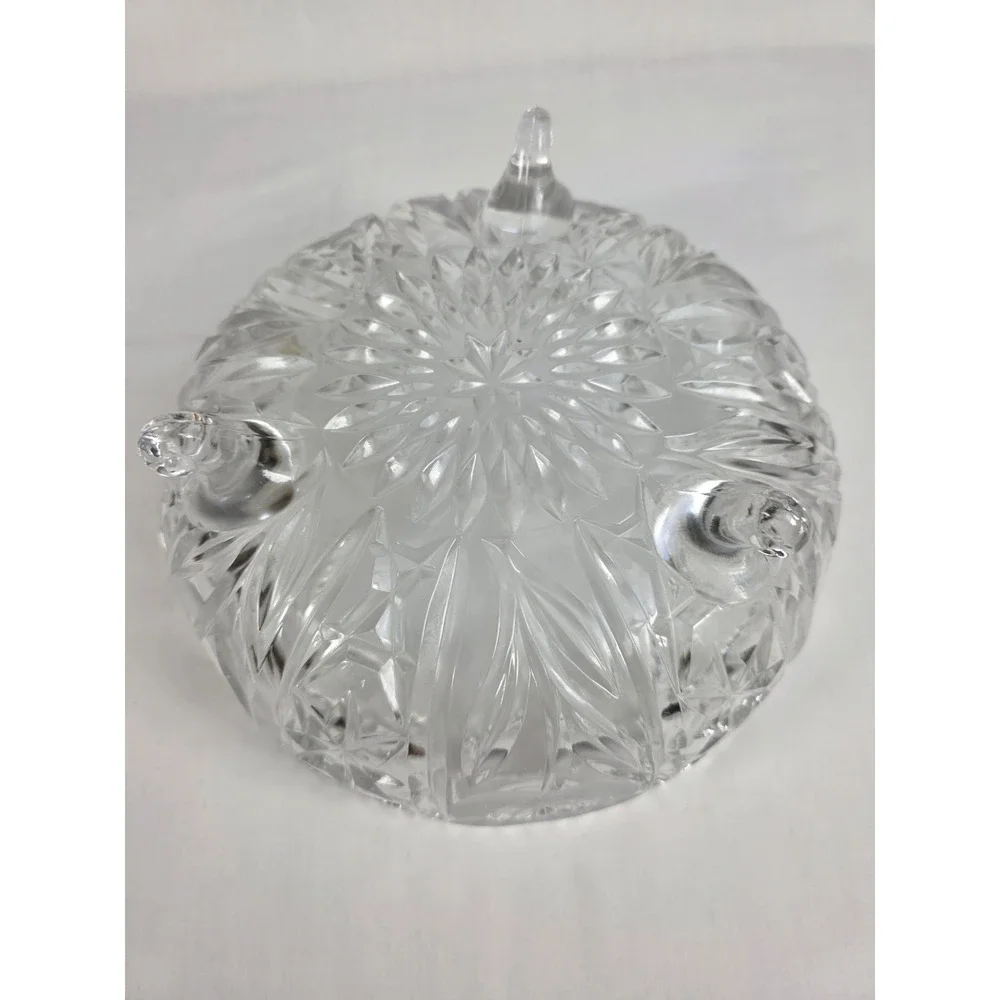 Handcrafted Italian Crystal Bowl 30% PbO Lead Glass Floral Footed‎ Sawtooth Rim